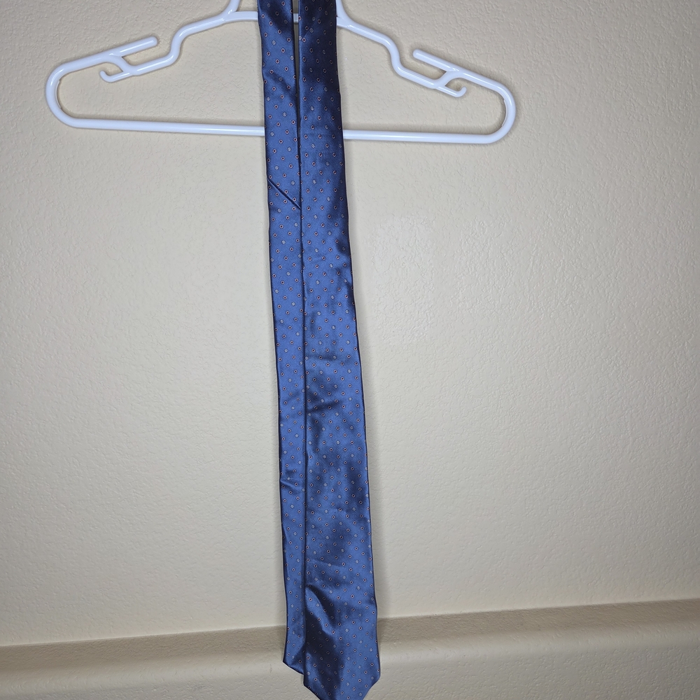 Christian Dior Blue Silk Tie w/ Red Polka Dots | Luxury Designer Necktie